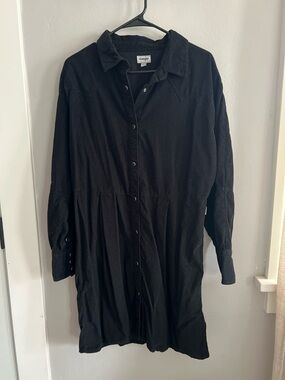 Wrangler Black Corduroy Long-Sleeve Shirt Dress